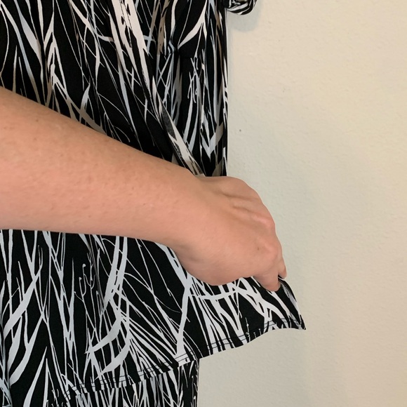 Karen Kade (size L) Black and White Cascade Faux Wrap Dress - Picture 8 of 11